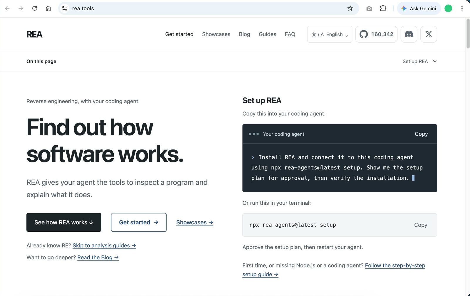 The REA website: “Find out how software works.”
